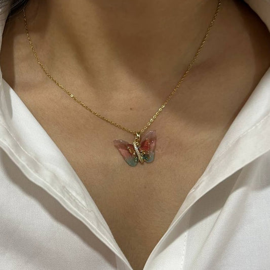 Pink Butterfly Necklace
