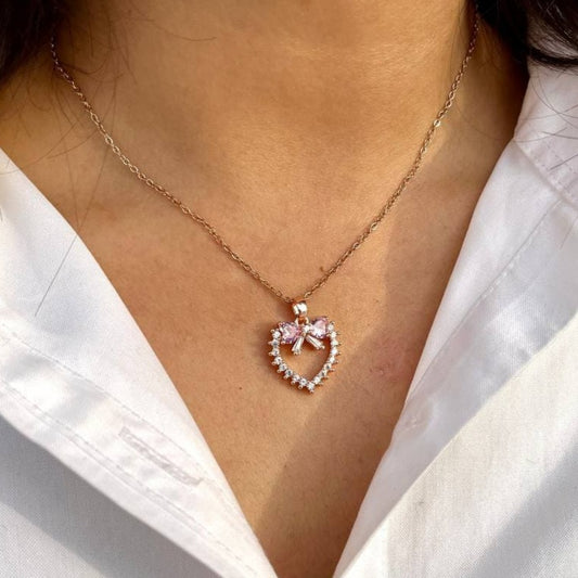 Bow Heart Necklace