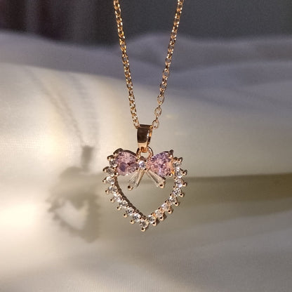 Bow Heart Necklace