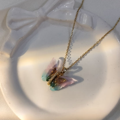 Pink Butterfly Necklace