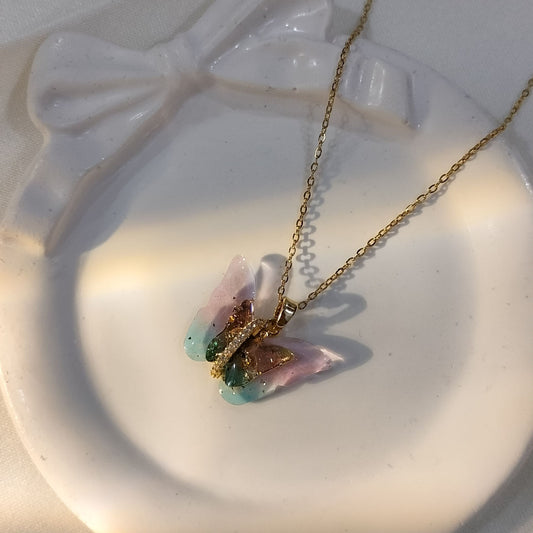 Pink Butterfly Necklace