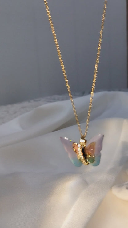 Pink Butterfly Necklace
