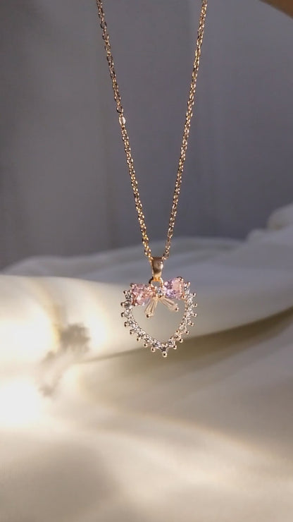 Bow Heart Necklace